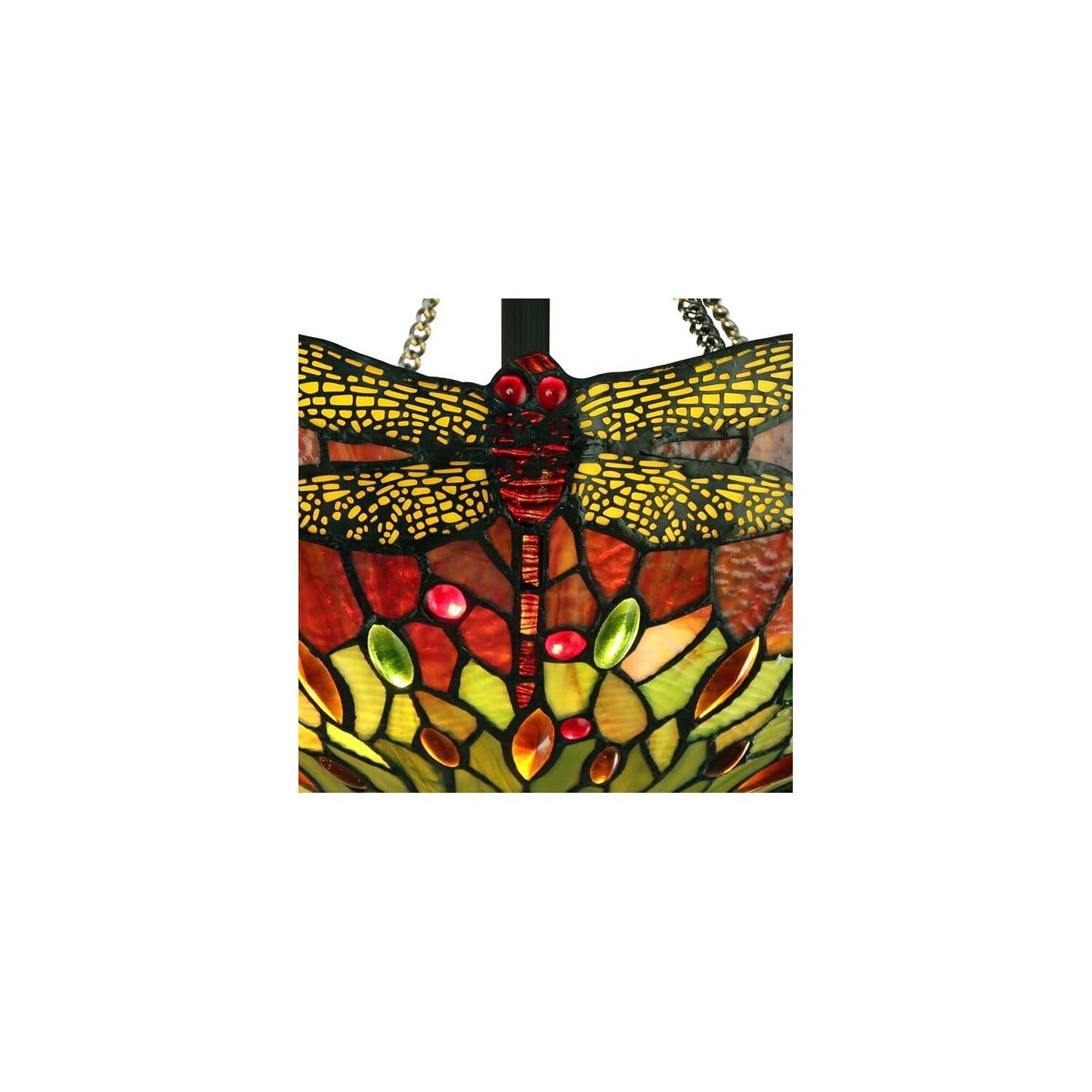 Chloe Lighting Empress Dragonfly Semi-Flush Light, Dark Bronze, 16in Wide, Multicolor, Model CH3T471RD16-UF2