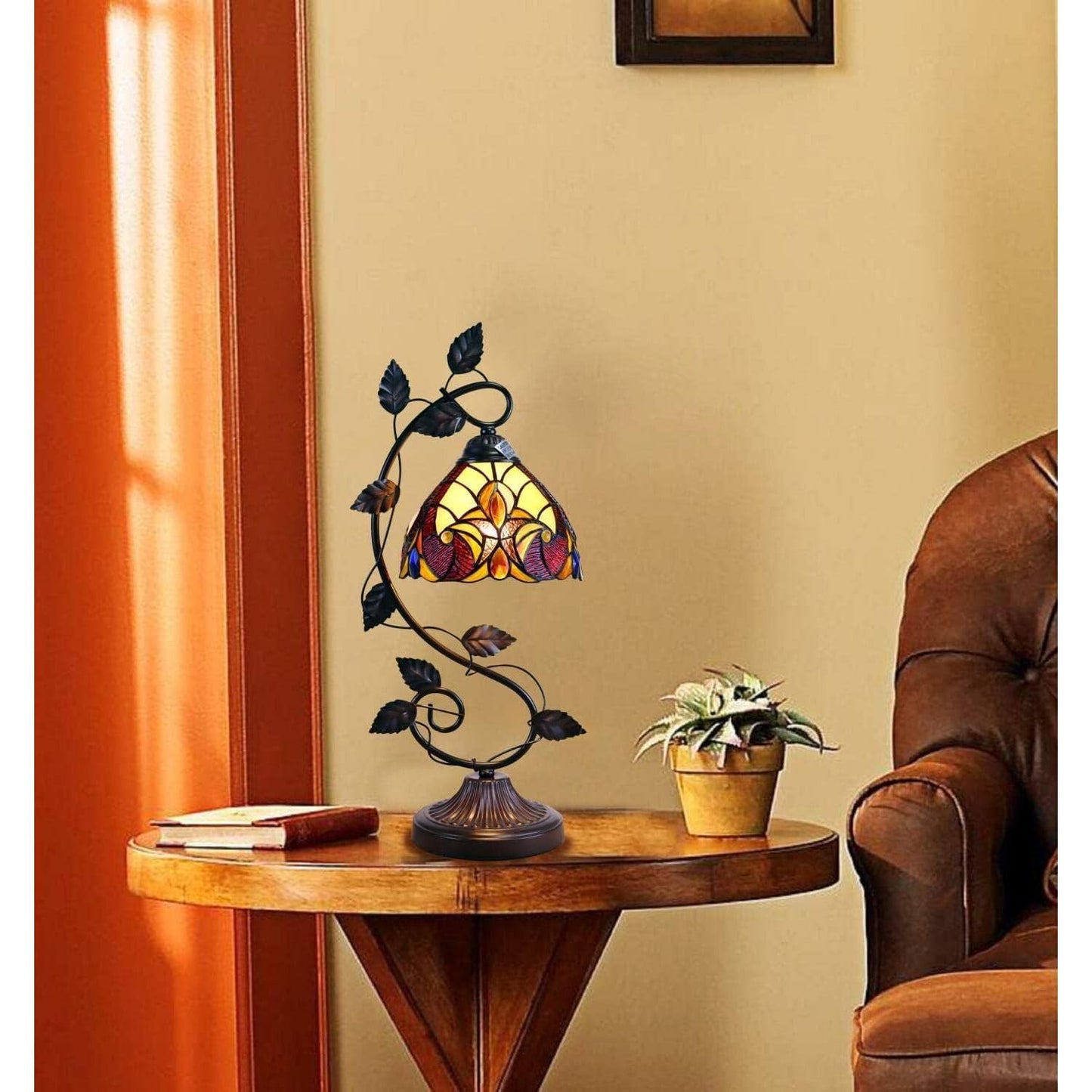 Chloe Lighting Adia Victorian Tiffany-Style Table Lamp 1 Light Dark Bronze 8in Wide Multicolor CH38632AV08-NT1
