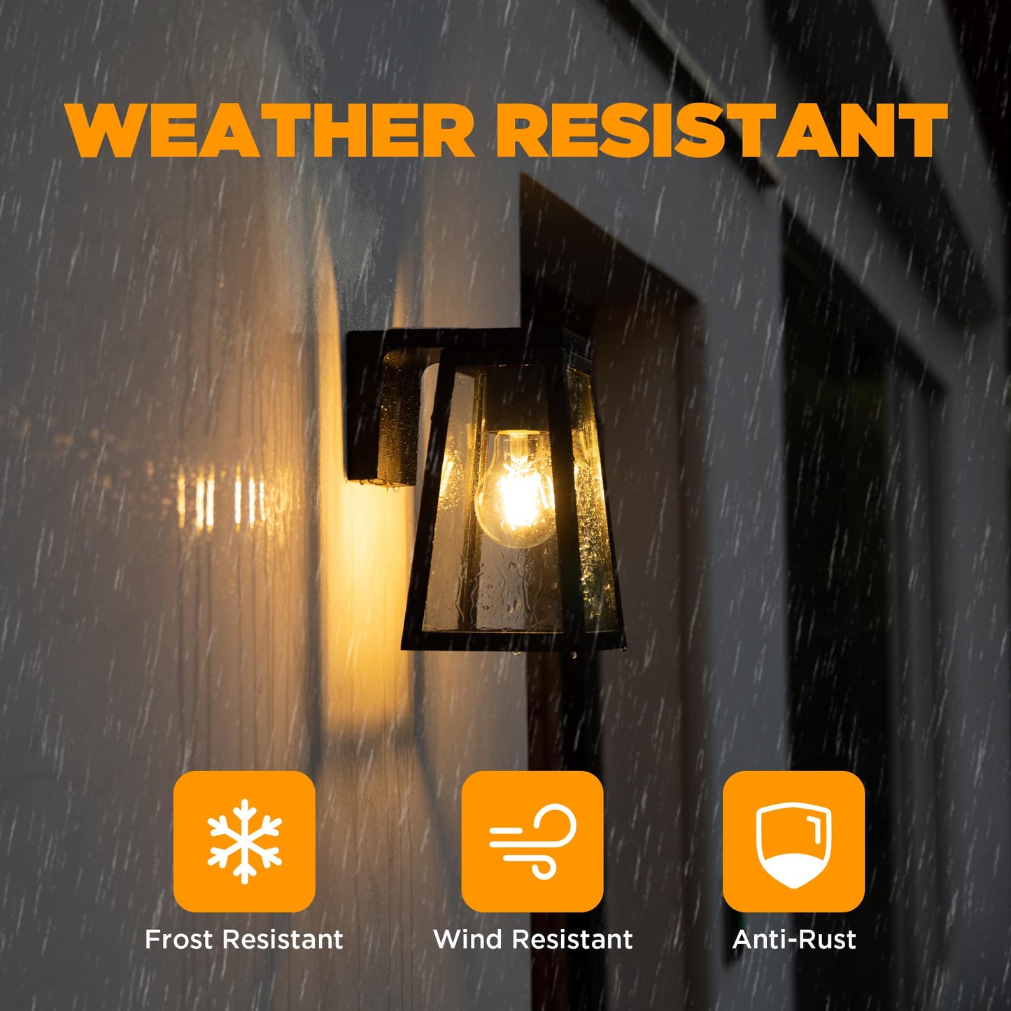 LUTEC Solar Porch Light 2 Pack, Wireless Dusk to Dawn Wall Sconce, Adjustable Solar Panel, Black, Model 6990905012-2pcs
