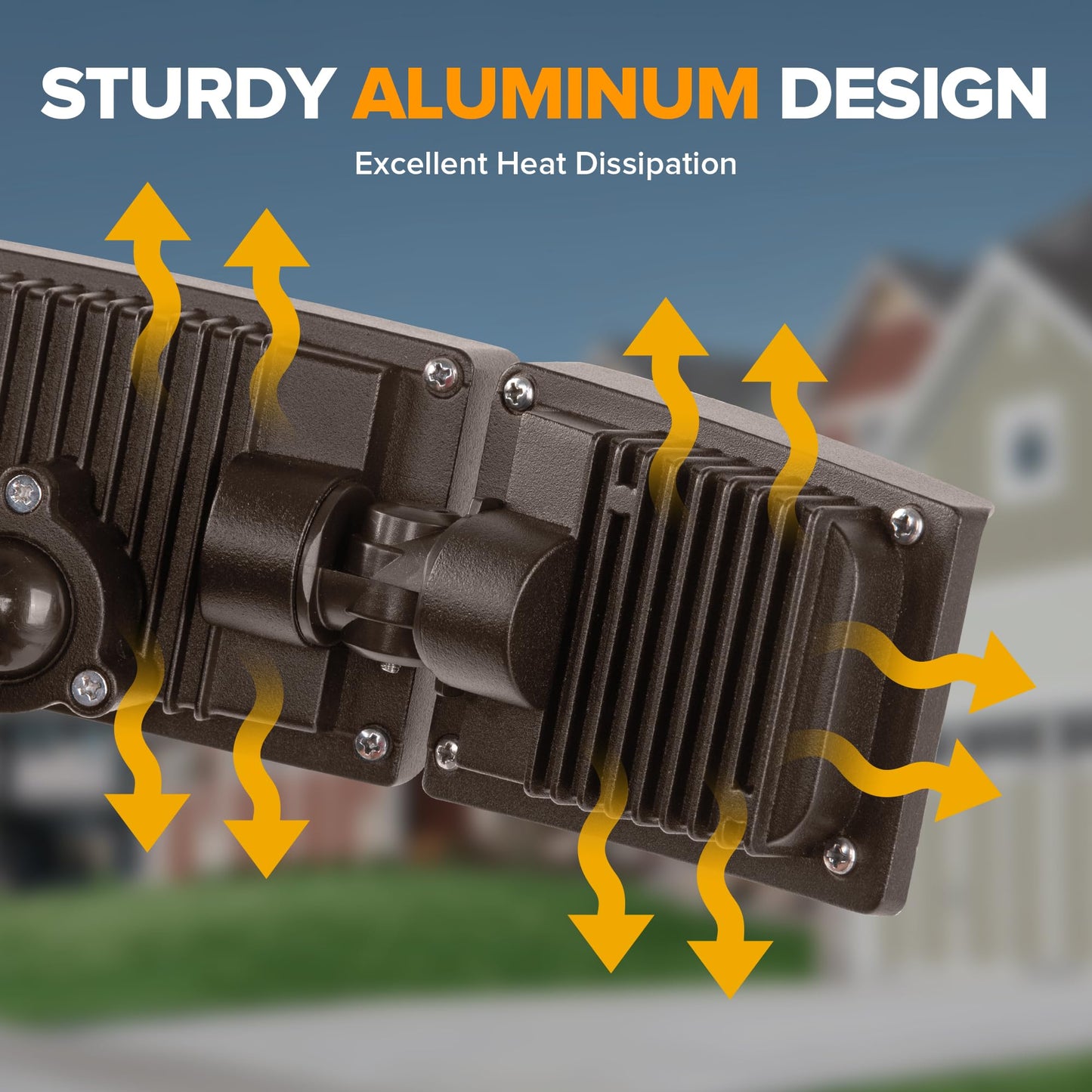 LUTEC 75W LED Flood Light, 8000 Lumens, 3 Adjustable Heads, 5000K Daylight, IP65 Waterproof, 1 Pack, Brown
