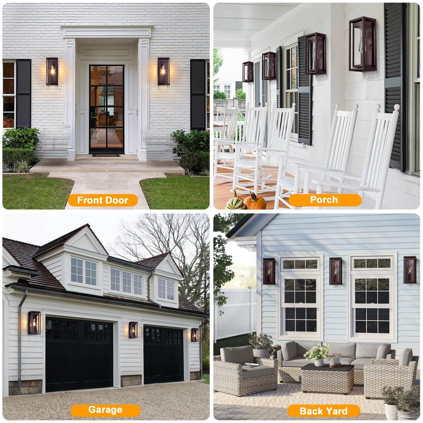 Slypadan Outdoor Light Fixture 15in Oil-Rubbed Bronze Waterproof Wall Sconces 2-Pack with Clear Glass Shade