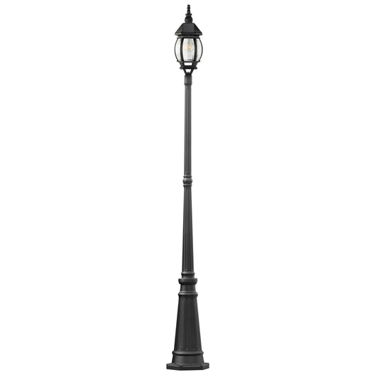 LUTEC Solar Lamp Post Light, Waterproof Dusk to Dawn Fixture, Aluminium, Black, Single head+post, Model 6920301012