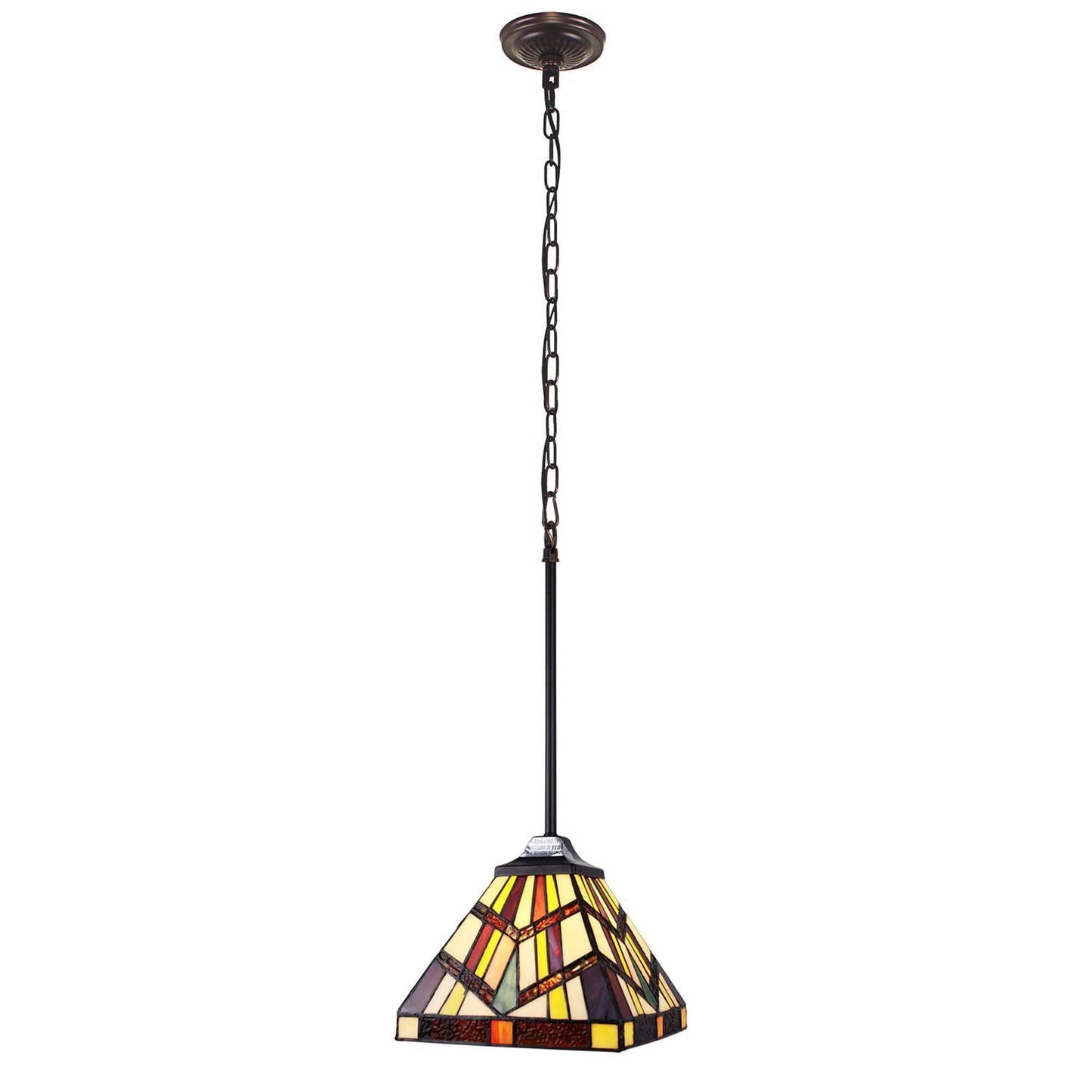 Chloe Lighting Mini-Pendant Light, Tiffany-Style, Blackish Bronze, Glass, 8in Wide, Multicolor, Model CH3T523BM08-DP1