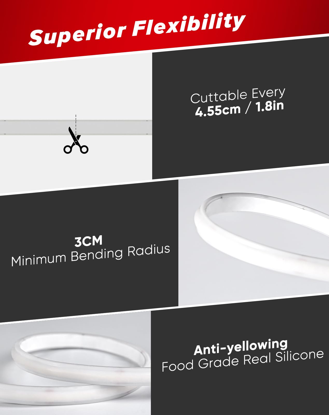 Shine Decor COB LED Rope Light, IP65 Waterproof, 82ft, 2800K Warm White, Model COBNeon-WW-25M