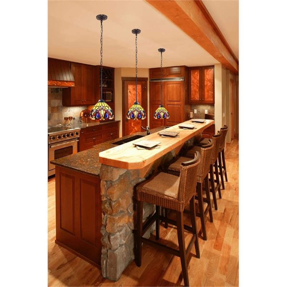 Chloe Lighting Mini-Pendant - Victorian Tiffany-Style, Dark Bronze, 1 Light, 8in Wide, Multicolor, Model CH33353VR08-DP1