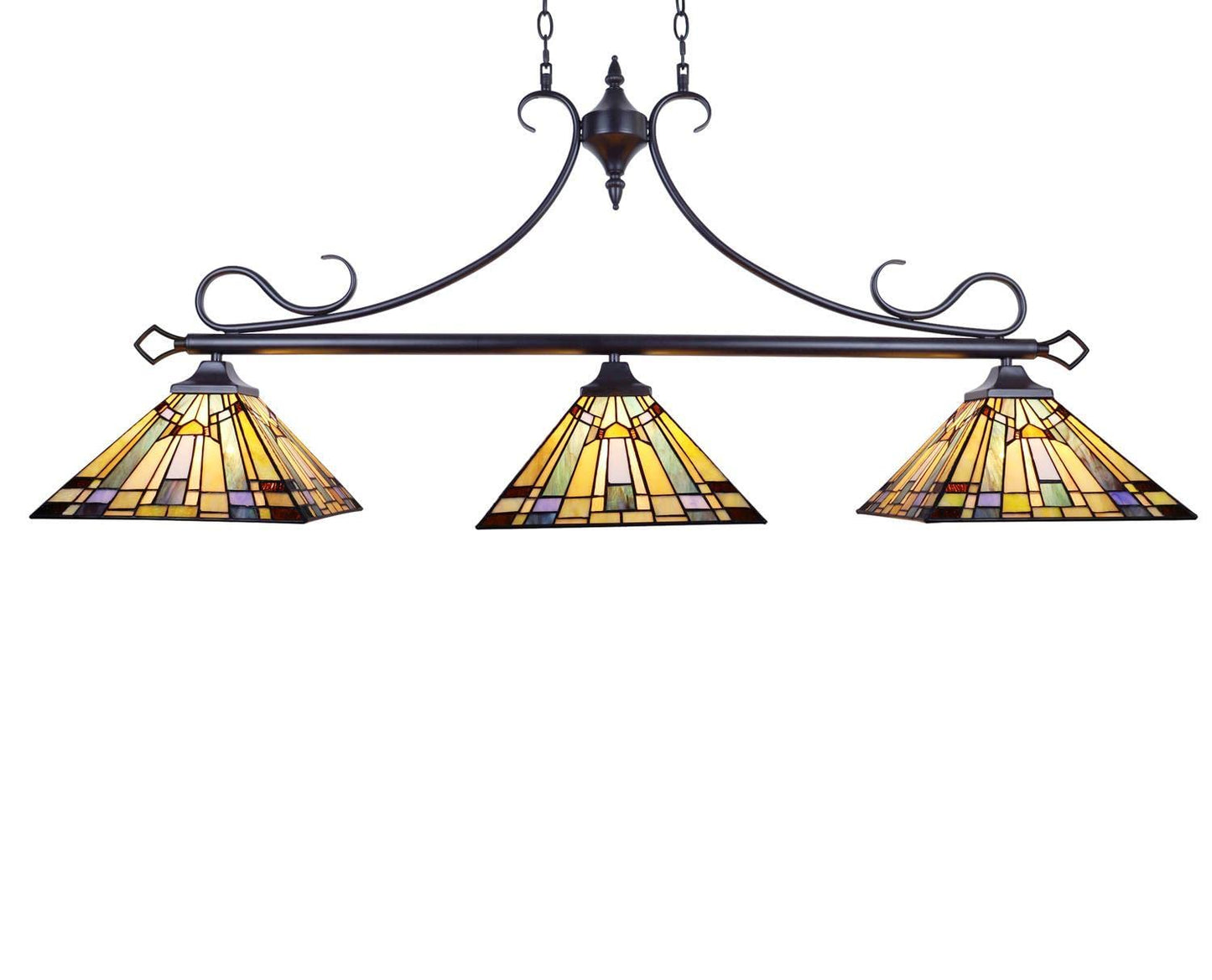 Chloe Lighting Kinsey Tiffany-Style Island Pendant 3 Light 47in Wide Multicolor Glass CH33293MS47-IL3