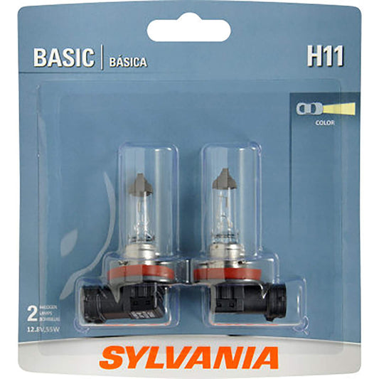 SYLVANIA H11 Halogen Bulbs for Headlight, Fog, and Daytime Running Lights - 2 Pack, Black, Model H11.BP2