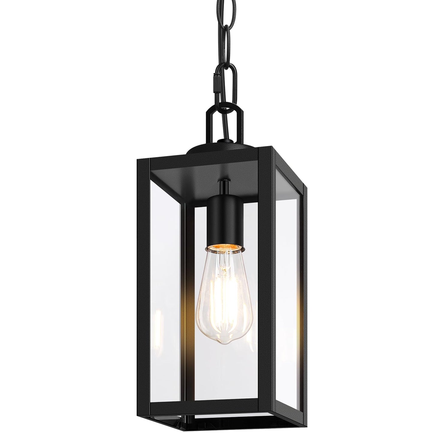 BesLowe Outdoor Pendant Light, 13·Black Metal Hanging Lantern, Adjustable Chain, Model D05088P
