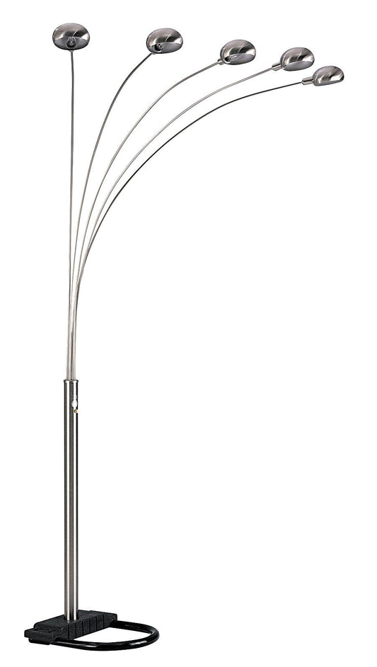 SH Lighting ORE 6962SN Arc Tree Floor Lamp, 5-Head Metal Dome Shade, 84in x 45in x 50in, Satin Nickel