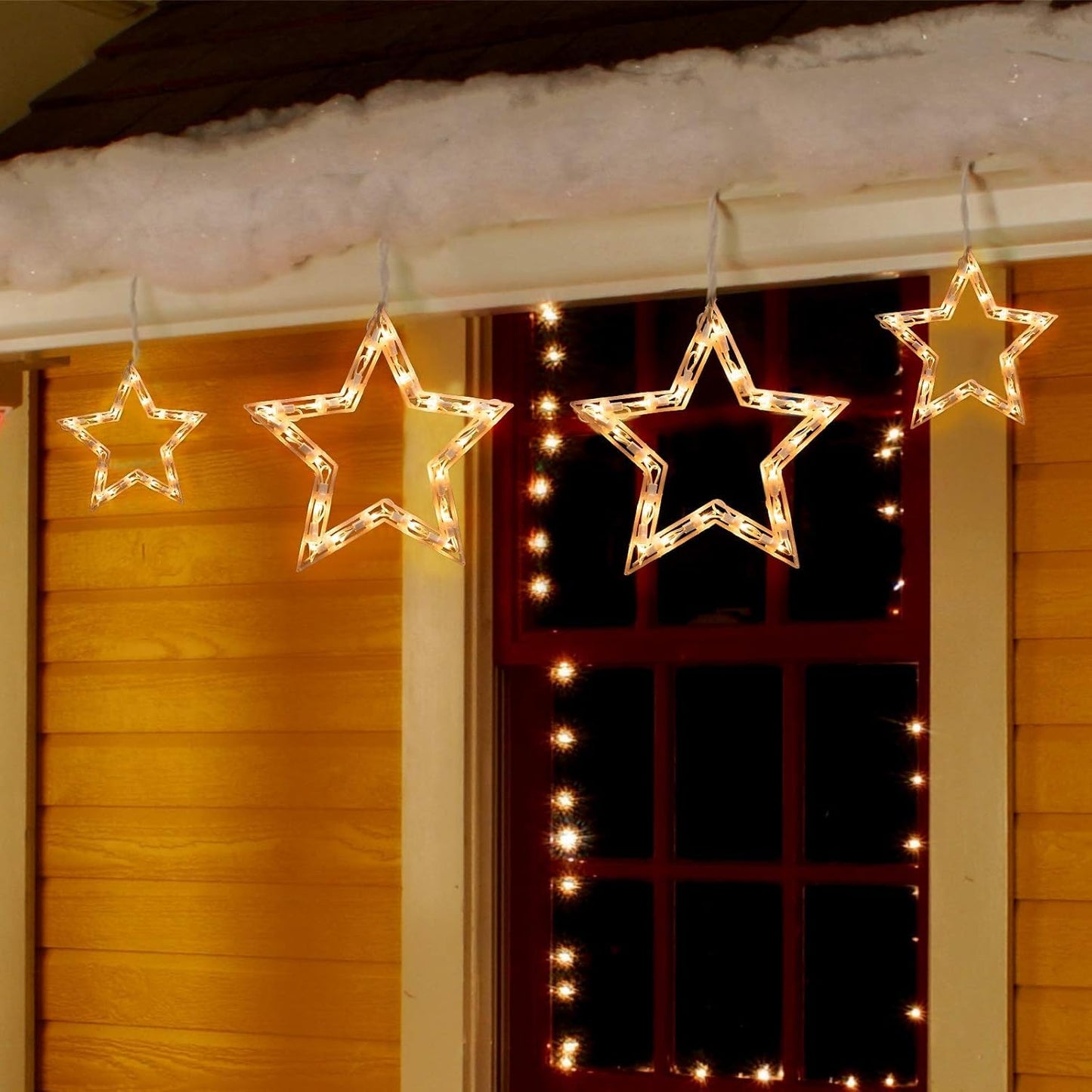 Minetom 9ft Star Christmas String Lights - 100 LED Bulbs, 6 Drops, Indoor/Outdoor, White