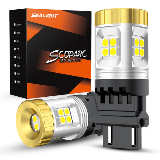 SEALIGHT 3157 LED Bulb, 1200% Brighter, Aluminum, J7-White, for Tail Light, Backup Light, Brake Signal