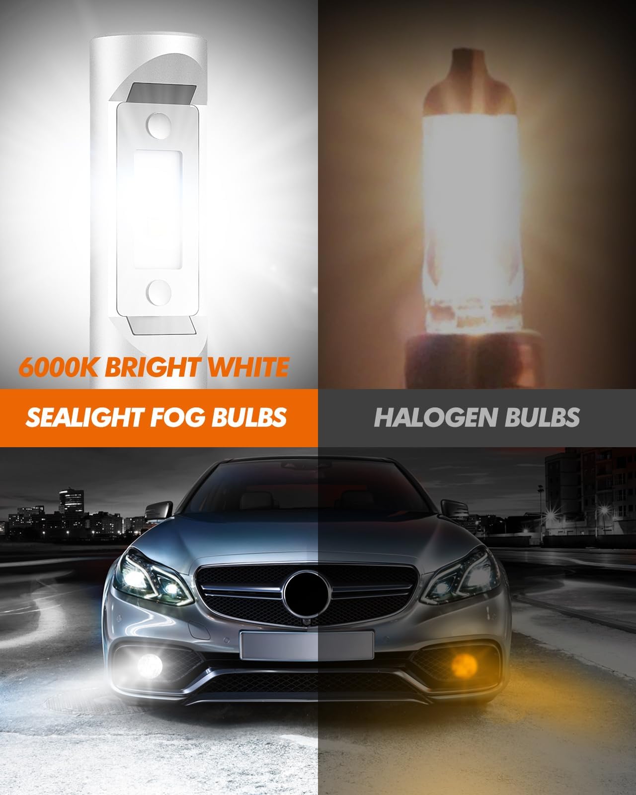 SEALIGHT 9005 9006 Fog Light Bulbs, 60,000LM Bright, White, Plug and Play, Pack of 4