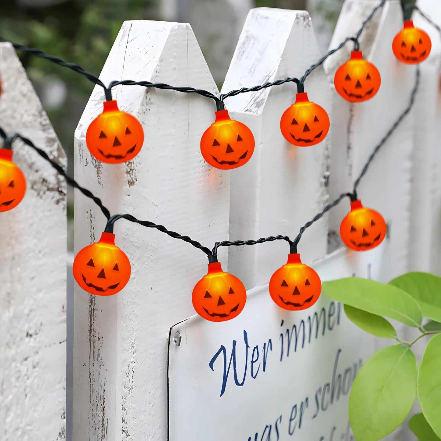 Egcol 8.5FT Pumpkin String Lights - 10 Warm LED Indoor & Outdoor Decorations - Plastic