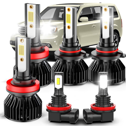 pfsynb LED Fog Light Bulbs for Honda Pilot (2006-2018), 9005+H11, 6000K White, 500% Brightness, IP68,
