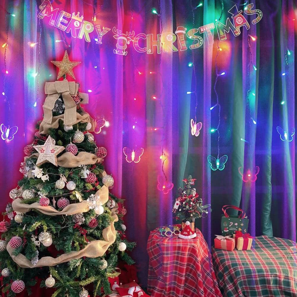 Cynzia Butterfly Curtain Lights, 48 LED Twinkle String Light, USB Powered, 4.9FT, Multicolor, Model 48BSL