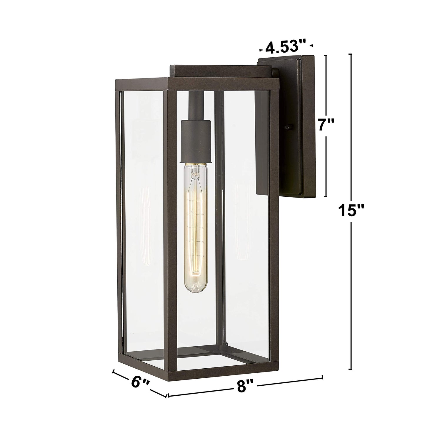 Bestshared Outdoor Wall Lantern - 15in 1-Light Sconce, Metal, Oil Rubbed Bronze, Model 4176, 1 Pack