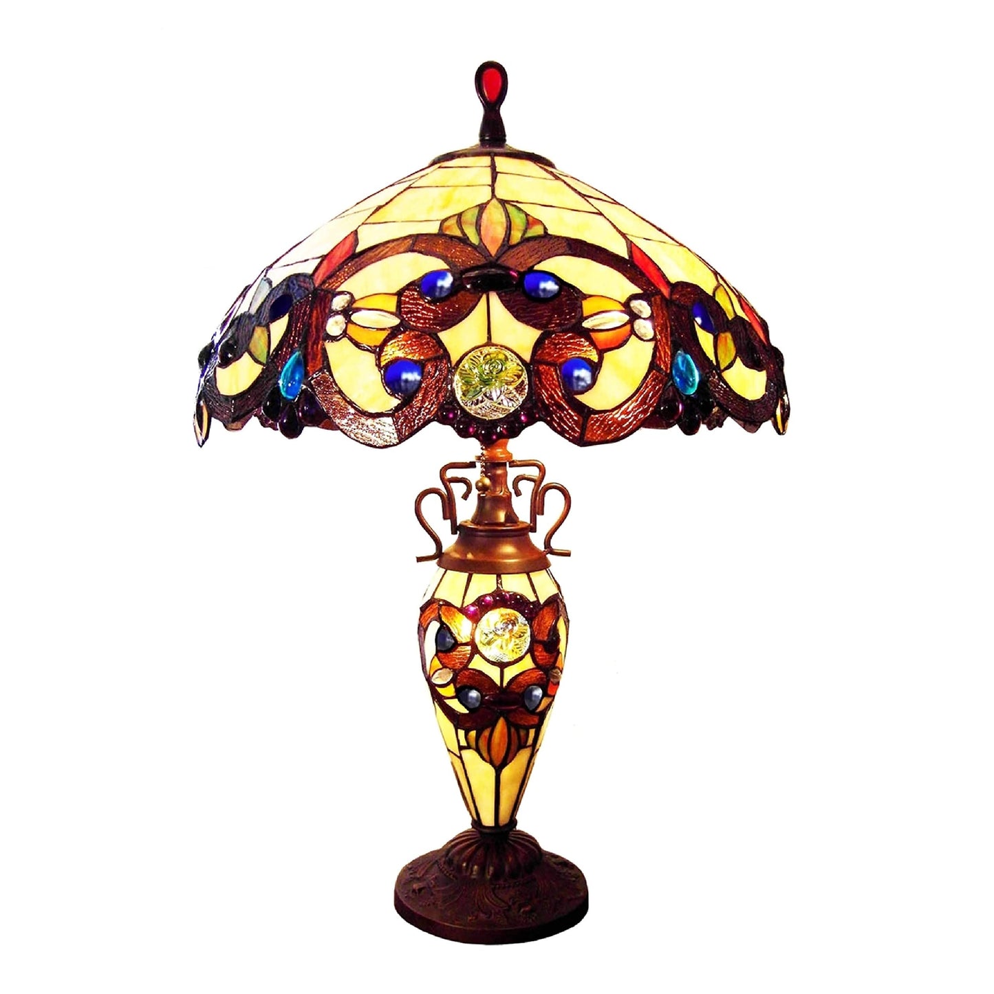 Chloe Lighting 3 Light Victorian Table Lamp Multicolor Glass 18in Wide Model CH18648AV18-DT3