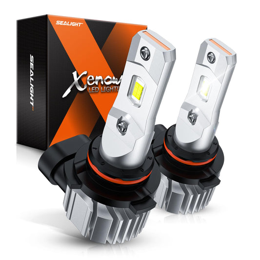 SEALIGHT 9006 LED Fog Light Bulbs, 12000LM Super Bright, 6500K Cool White, Adjustable Ring, Pack of 2, Plastic