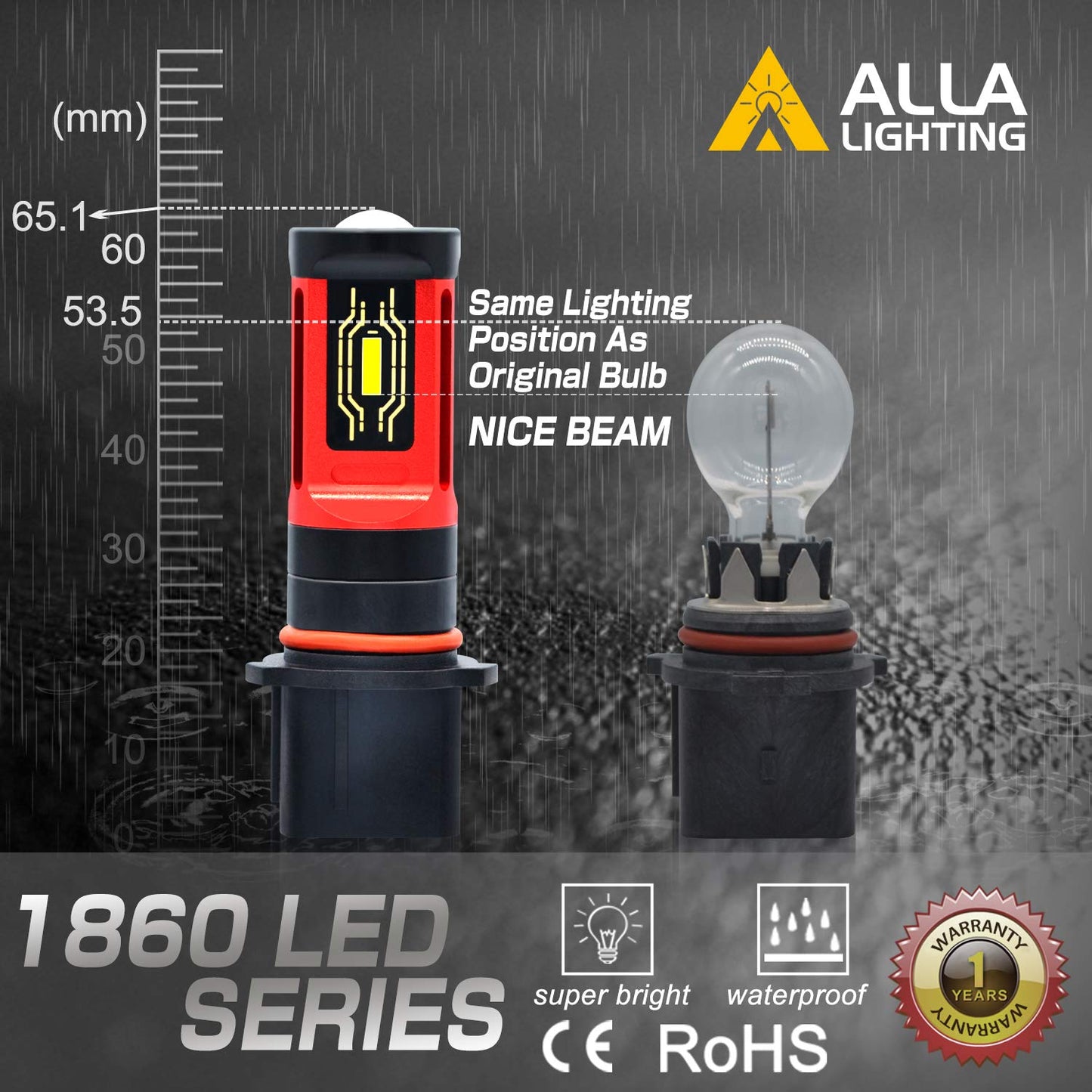 Alla Lighting LED Fog Lights/DRL Upgrade PSX26W 6000K Xenon White Model 12278C1 Xtreme Super Bright 1860-SMD