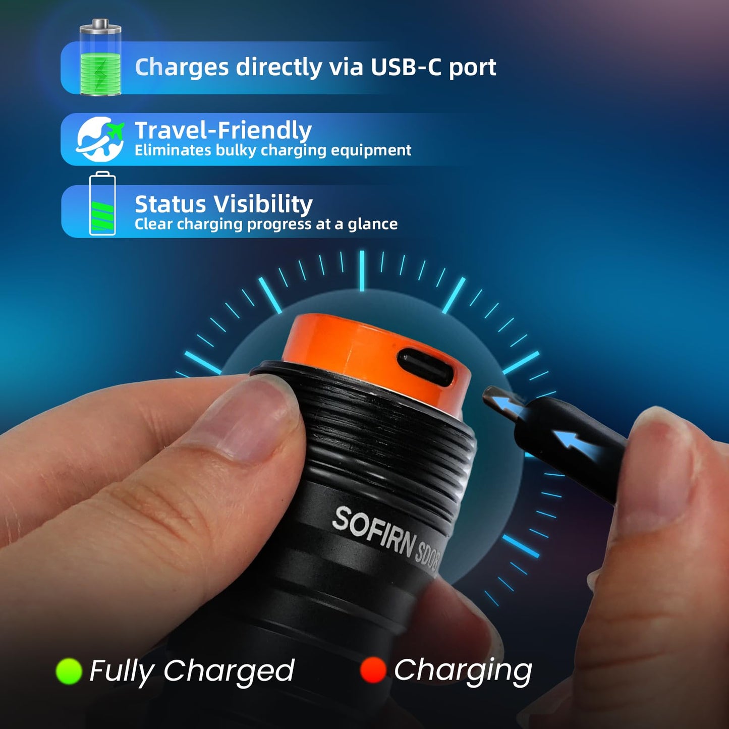 CSTEBOKE Sofirn SD08 Diving Light, 3200lm, IPX8 Waterproof, Black, Aluminum