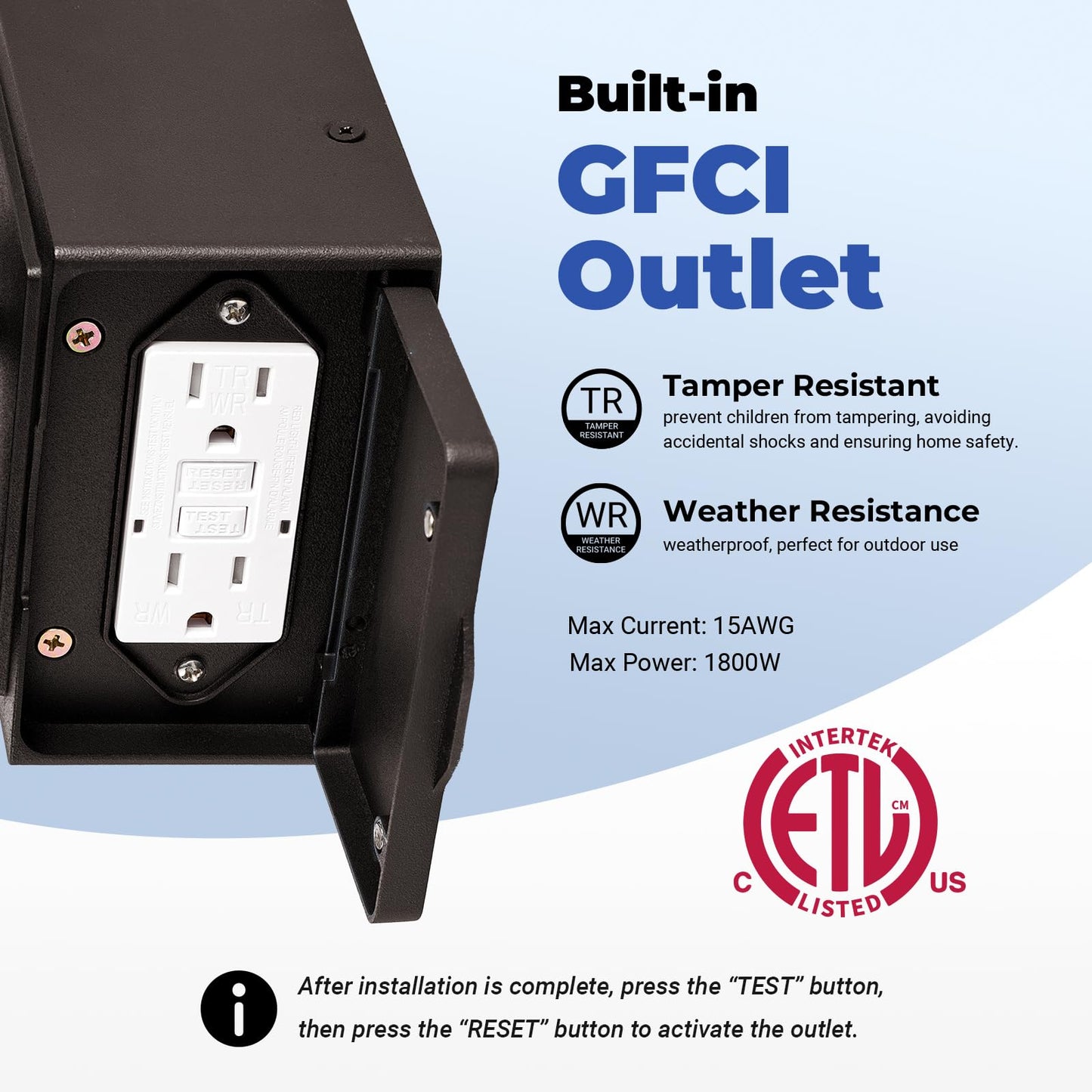 OPAXIS Outdoor Porch Lights with GFCI Outlet, Motion Sensor, Aluminum, 1-Pack, Oil-Rubbed Bronze, Model P81611