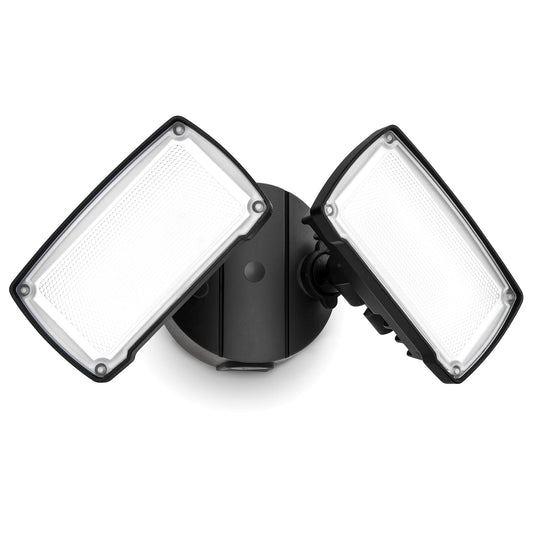 LUTEC Dual-Head LED Flood Light 32W 3500LM 5000K Waterproof Outdoor Security Light Black