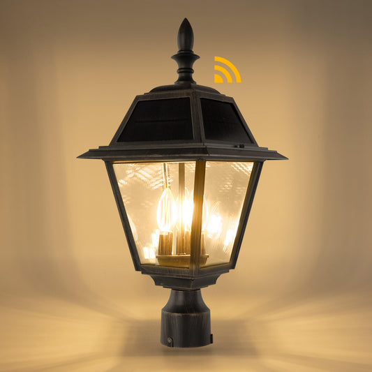 LUTEC Outdoor Solar Lamp Post Light, Dusk to Dawn, 300LM, Waterproof, Brown, Model 6936704213