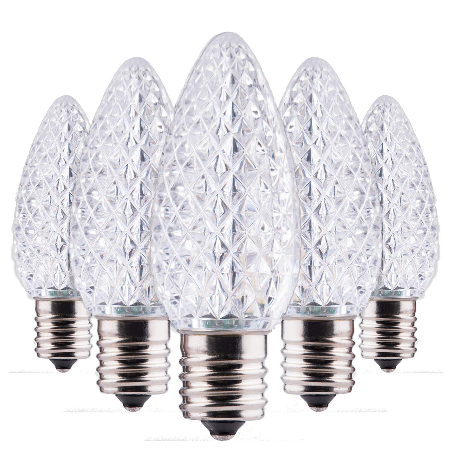 Minetom C9 LED Christmas Light Bulbs, Shatterproof, Cool White, E17 Base, 50 Pack
