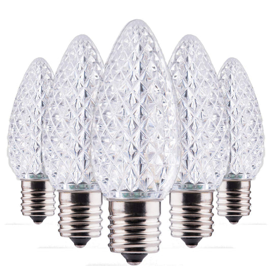 Minetom C9 LED Christmas Light Bulbs, Shatterproof, Cool White, E17 Base, 50 Pack