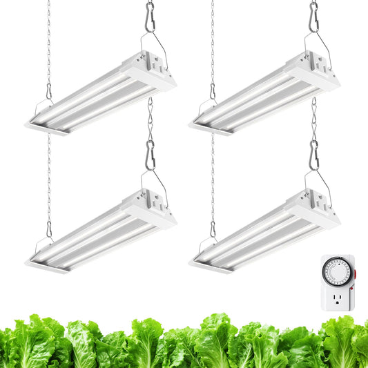 Barrina TX18 Grow Light Strip, 72W (4 x 18W), 5000K Full Spectrum, 1FT, with Timer, Linkable, Aluminium and PC