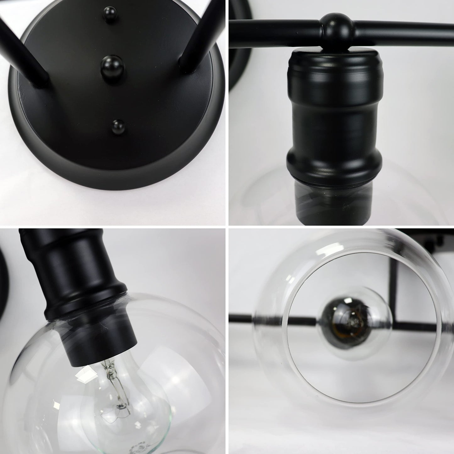 Chloe Lighting OXA 4-Light Vanity Bath Light, 30in Wide, Black, Glass, Model CH6S001BK30-BL4