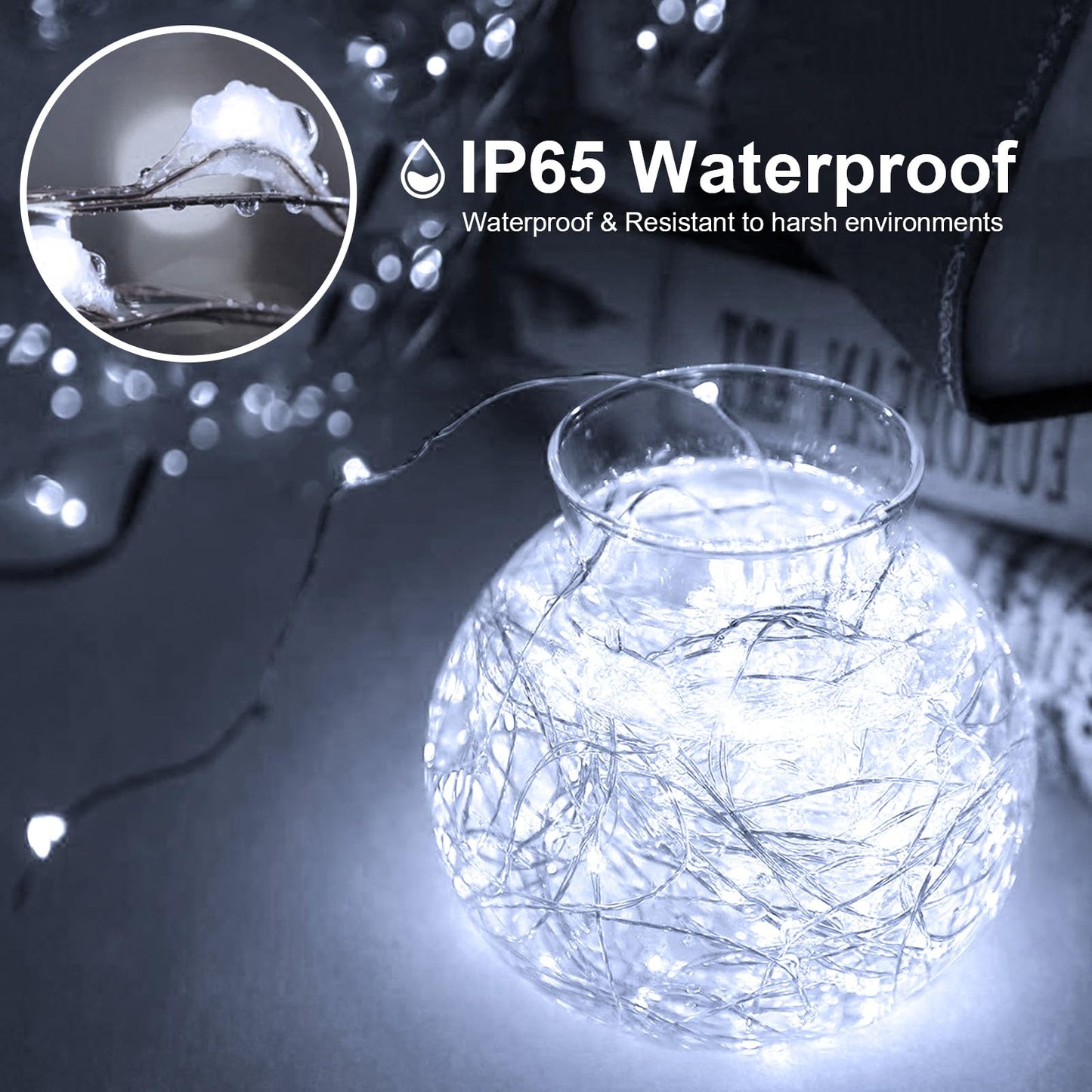 chzk Fairy String Lights 16FT 50 LEDs Battery Powered Red Heart Decor, White, Model A01-Mini