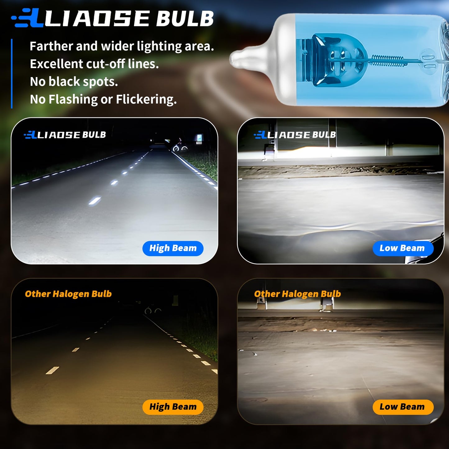 LIAOSENFA Halogen Headlight Bulbs 9003/H4 High/Low Beam for Honda CR-V (2007-2014) Pack of 2, IP68, Aluminum