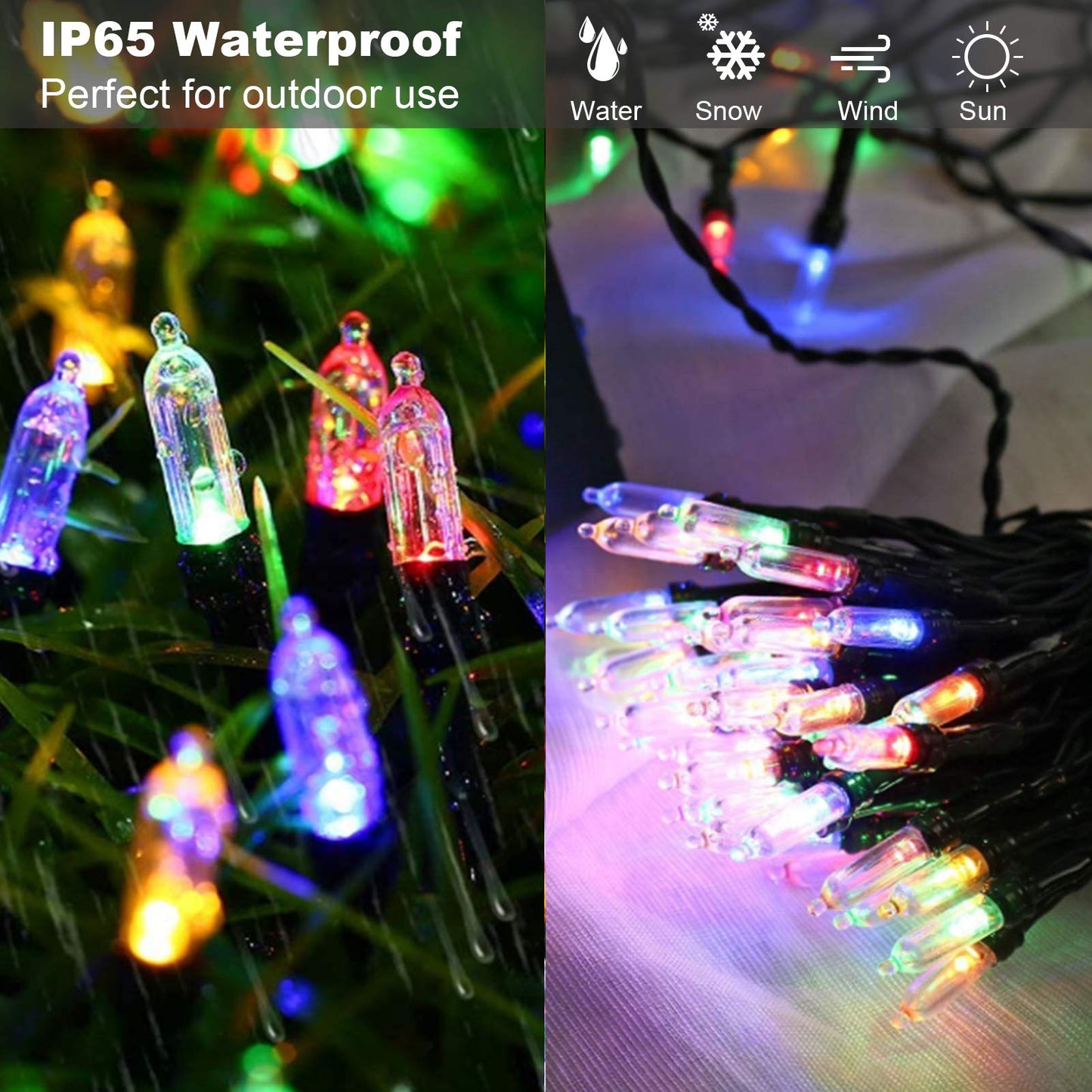 Koxly 18ft Battery Operated String Lights, 50 LEDs, Remote Timer, Waterproof, Multicolor, Model JYLPT11
