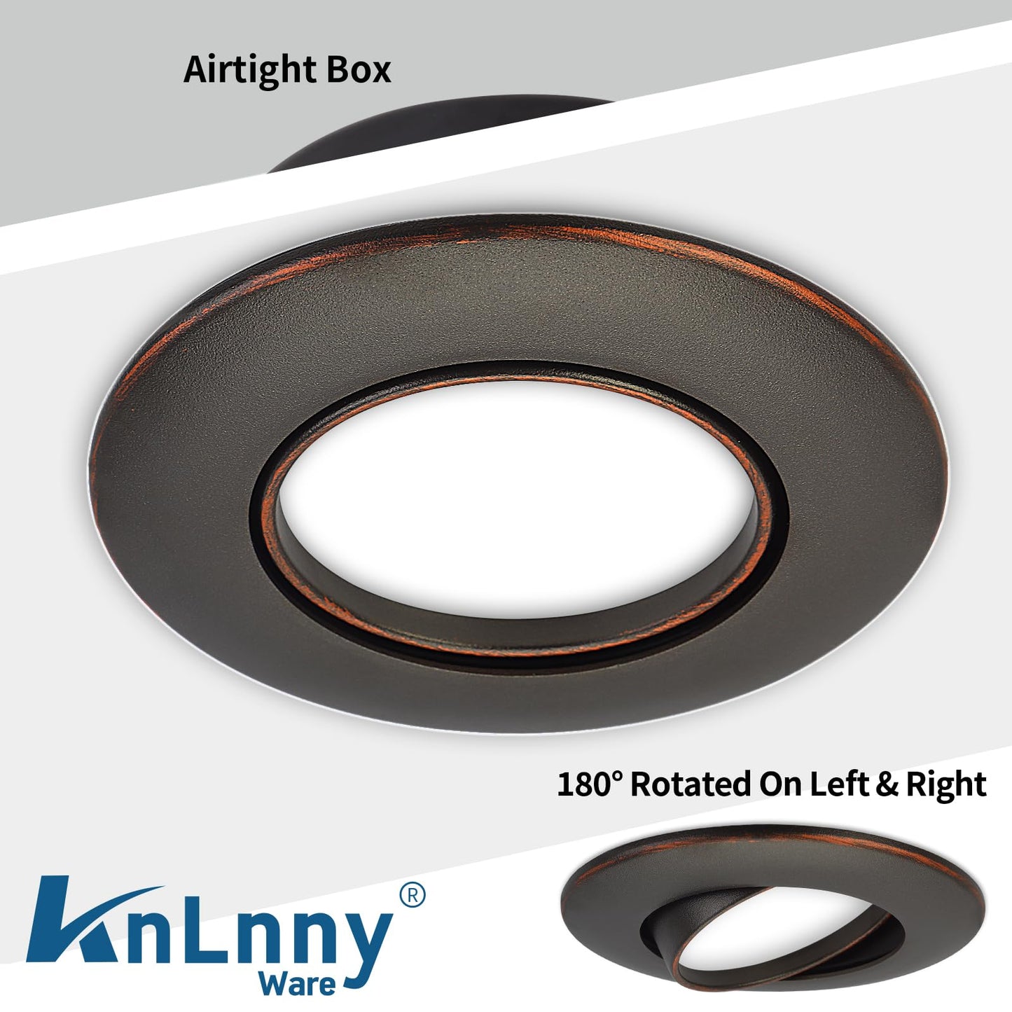 KnLnny Ware 4 Inch LED Recessed Lights 6 Pack, Adjustable Gimbal, 9W 750LM, Dimmable, Oil Rubbed Bronze, Model KL-Light2025