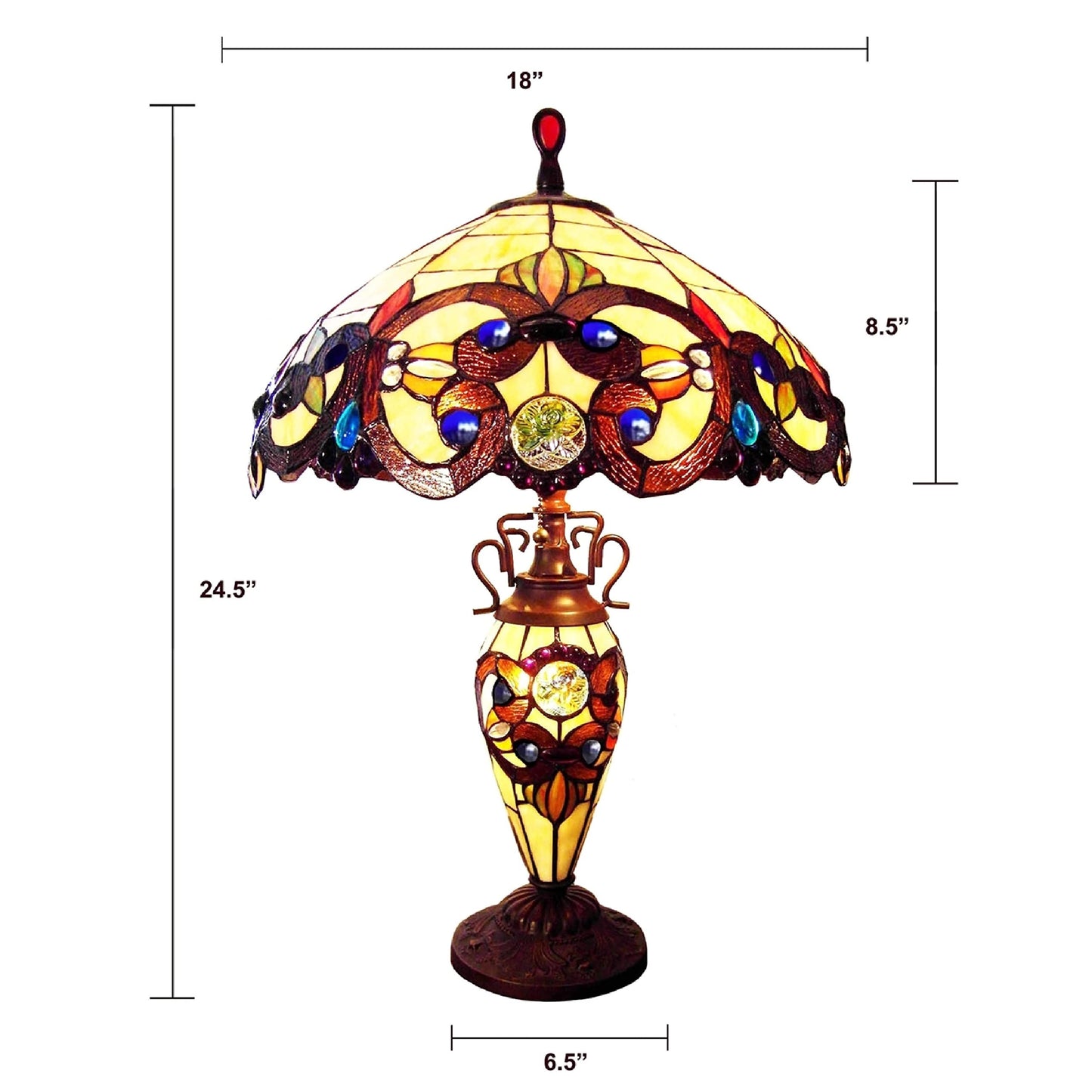 Chloe Lighting 3 Light Victorian Table Lamp Multicolor Glass 18in Wide Model CH18648AV18-DT3