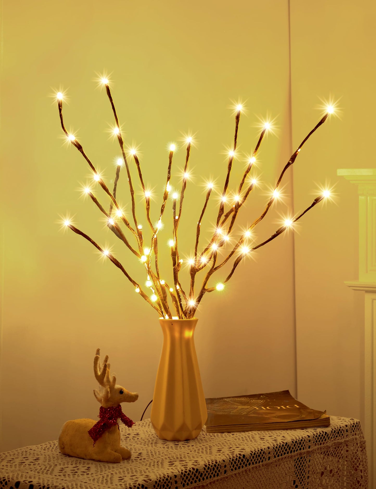 Brightown Lighted Branches - 60 LED Twig Pathway Lights, 3 Pack, 24 Inch, Warm White, Plastic, Model 124-14