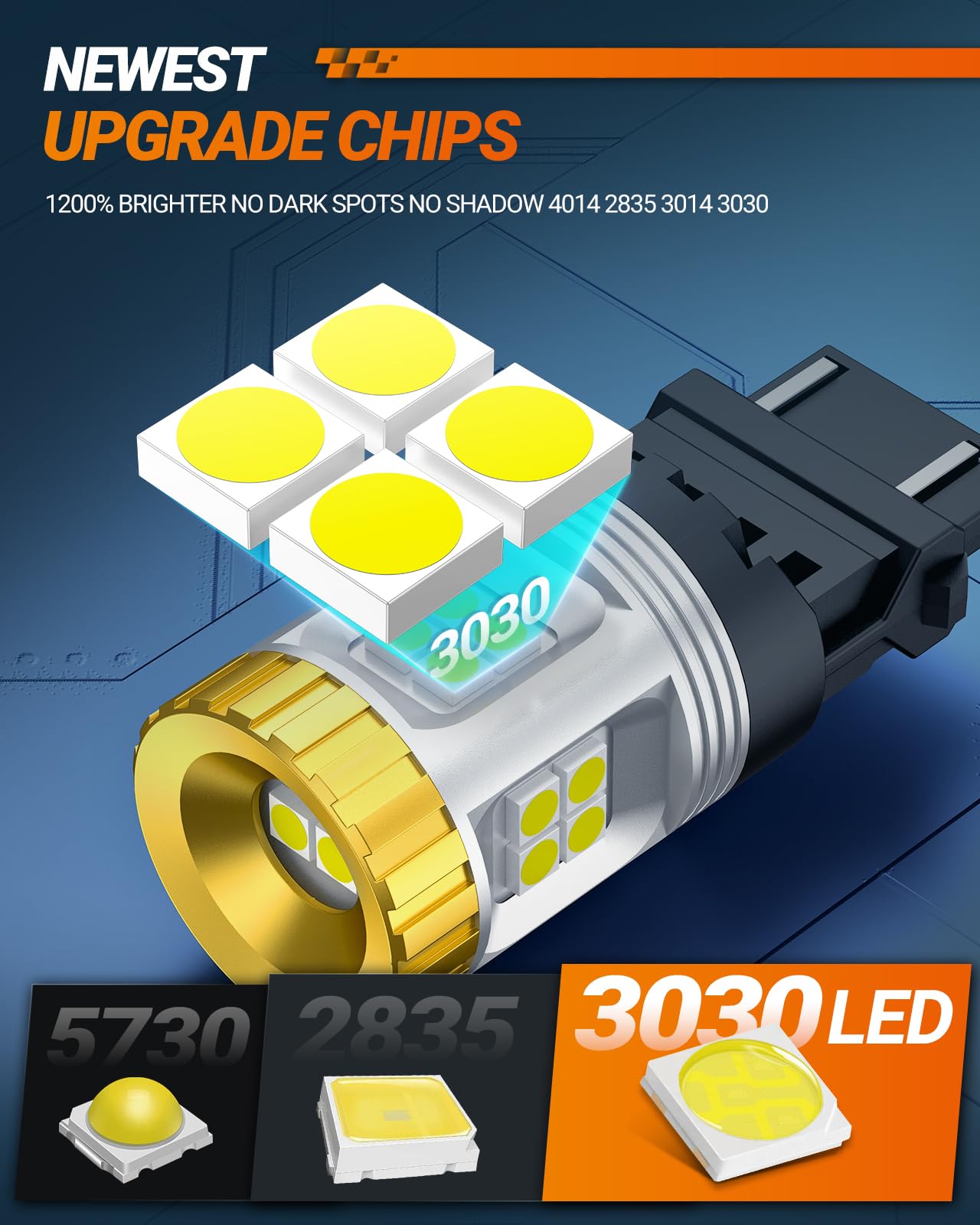 SEALIGHT 3157 LED Bulb, 1200% Brighter, Aluminum, J7-White, for Tail Light, Backup Light, Brake Signal
