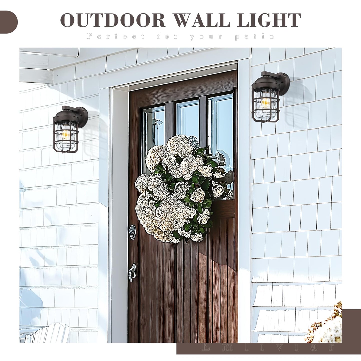 Emliviar Retro Wall Lamp - 1-Light Wall Mounted - Oil Rubbed Bronze with Water Ripple Glass - 11.3 Inch - Model GE255BL ORB-WG