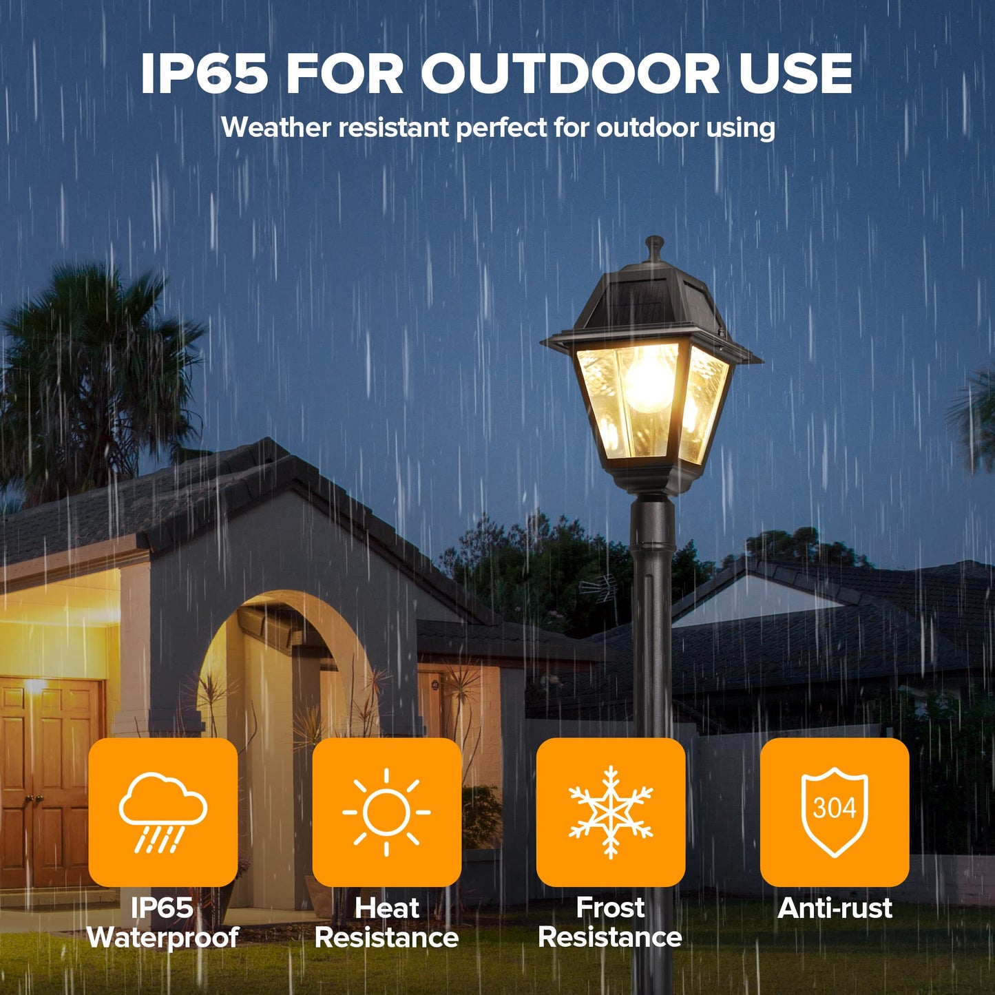 LUTEC LED Solar Post Light, Vintage Dusk to Dawn, 200 Lumens, Black, for Garden, Lawn, Pathway, Driveway