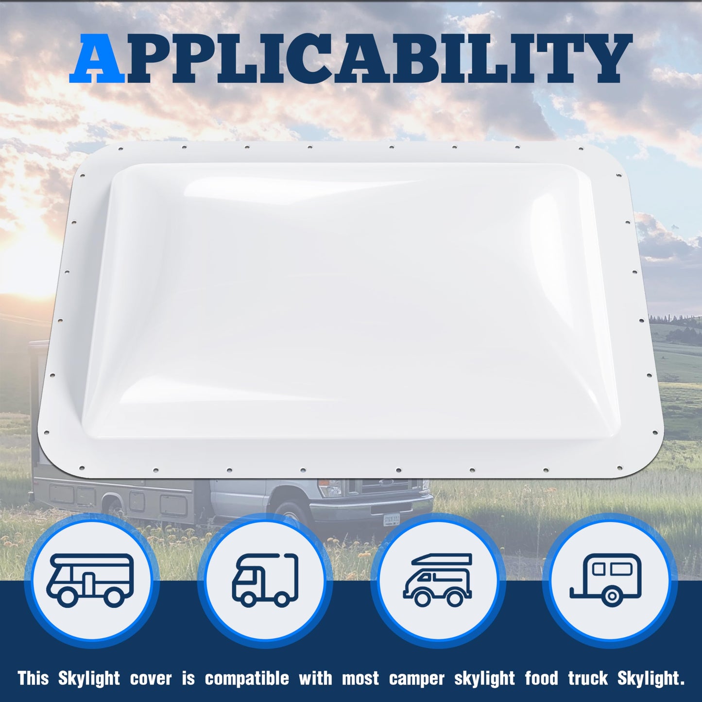 Kojem RV Skylight Replacement Cover, 18in x 26in, Fits 14in x 22in Openings, White, Model LYAP-737-1