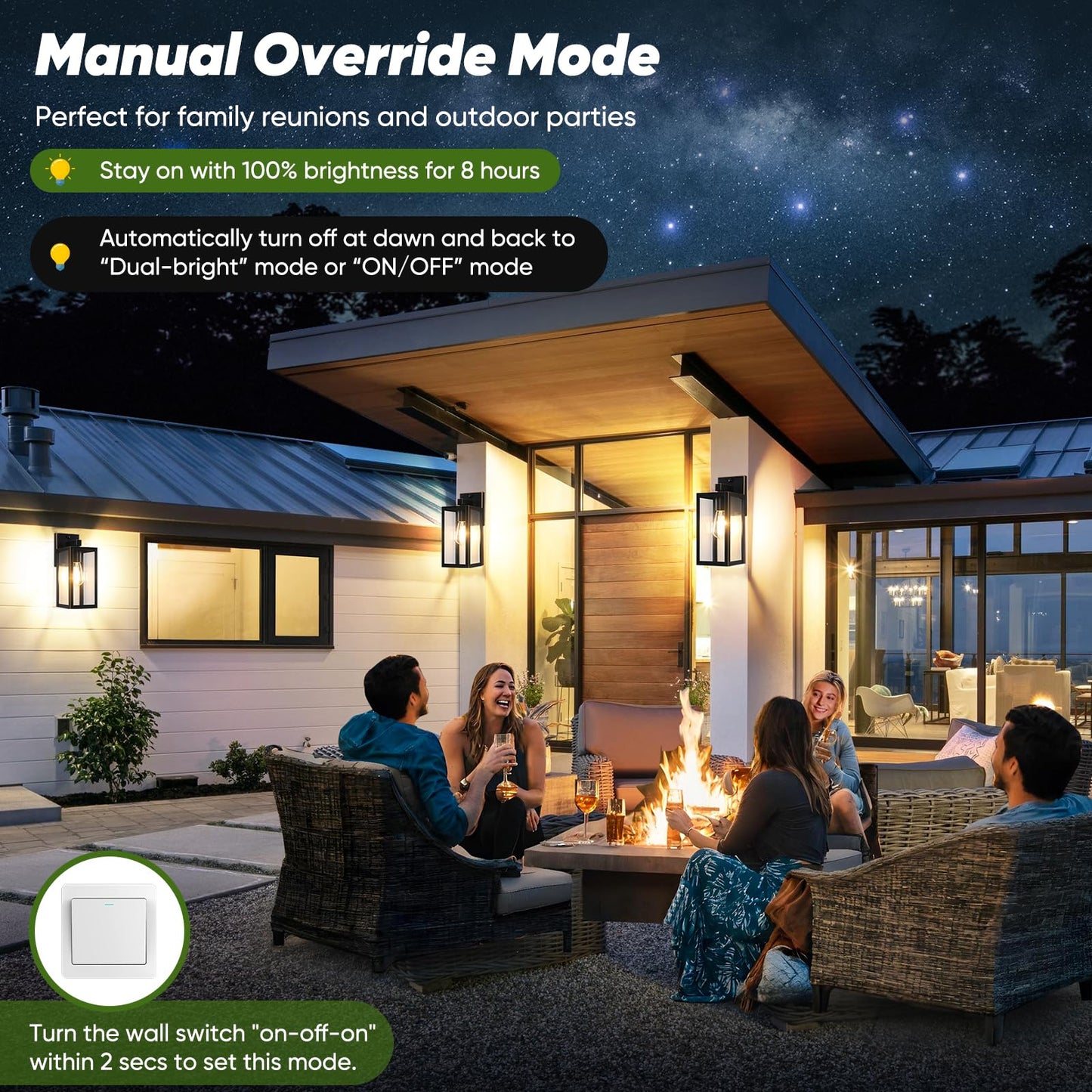 BesLowe 2-Pack Motion Sensor Outdoor Wall Lights, Bronze, 13in, Metal, Model A923, Dusk to Dawn, 3 Lighting Modes