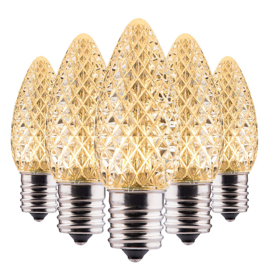 Minetom C9 LED Christmas Light Bulbs, Dimmable Warm White, 50 Pack, E17 Base for Indoor & Outdoor Holiday Decoration