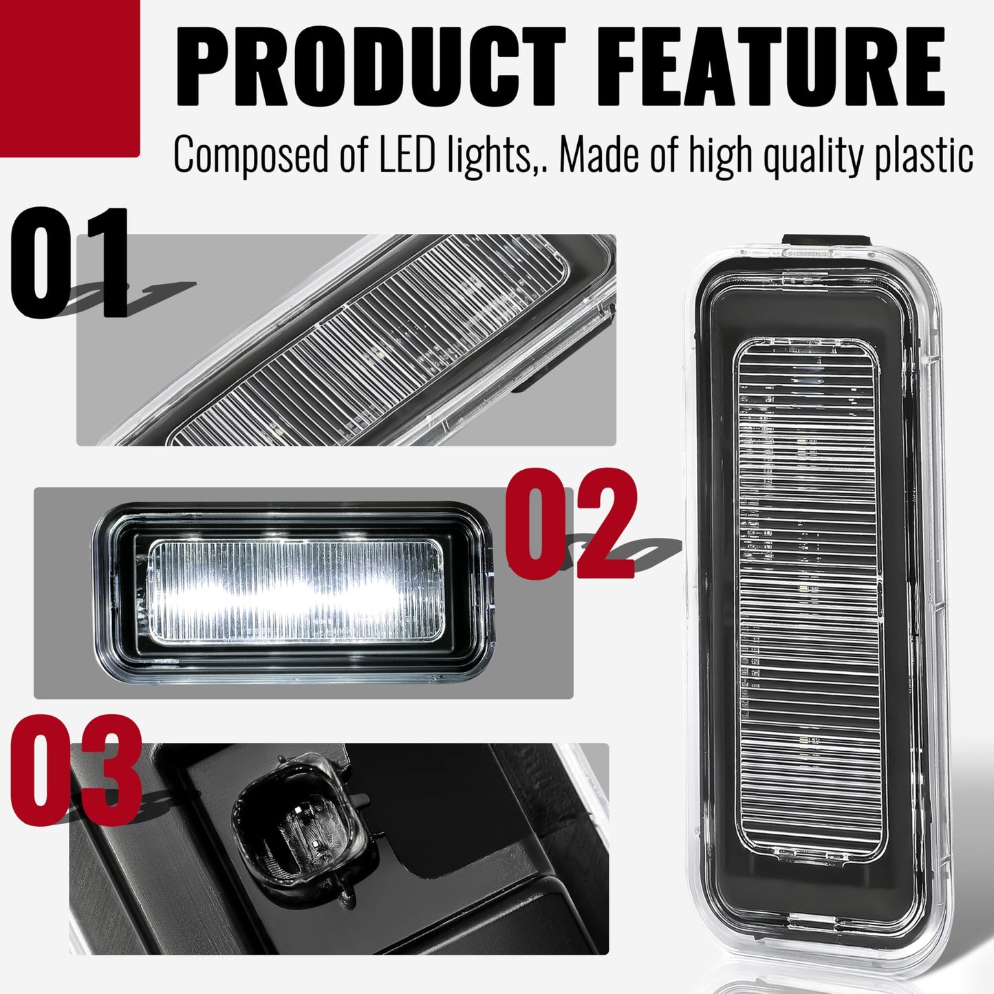 KUAFU LED Bed Lighting Kit for 2020-2023 Toyota Tacoma, Clear Lens, Plastic, Model GO-2277