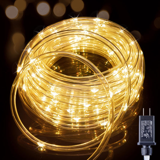 Minetom 200 LED Waterproof Rope String Lights, 65FT Copper Wire, Warm White, Model A_C_S_100_WP for Outdoor Garden Wedding Decor