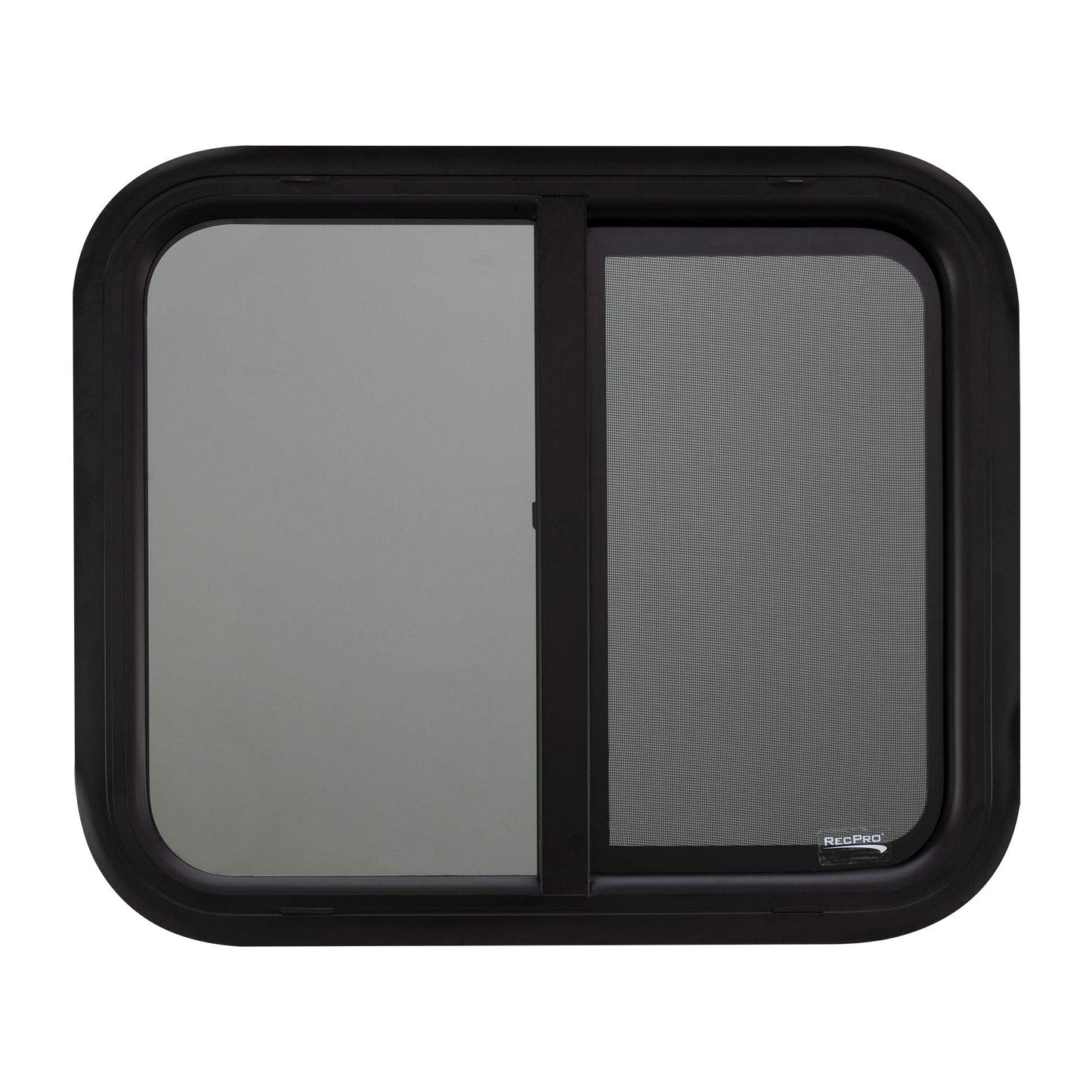 RecPro RV Window Replacement, Teardrop Style, Horizontal Sliding, 24inW x 20inH, Black, Model RP-WIN, Made in USA