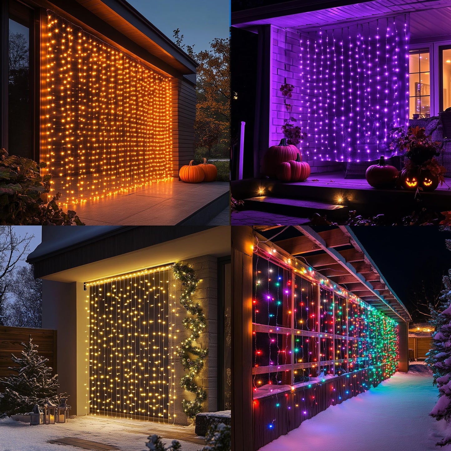 Dazzle Bright 300 LED RGB Color Changing Curtain String Lights with Remote & APP Control, Waterproof, Model CL-300CC